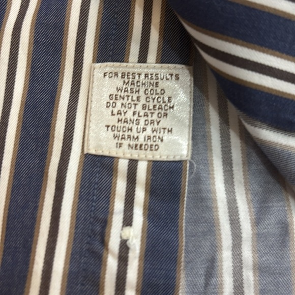 Peter Millar Navy Striped Button Down long sleeve Shirt Sz XL - Picture 6 of 7
